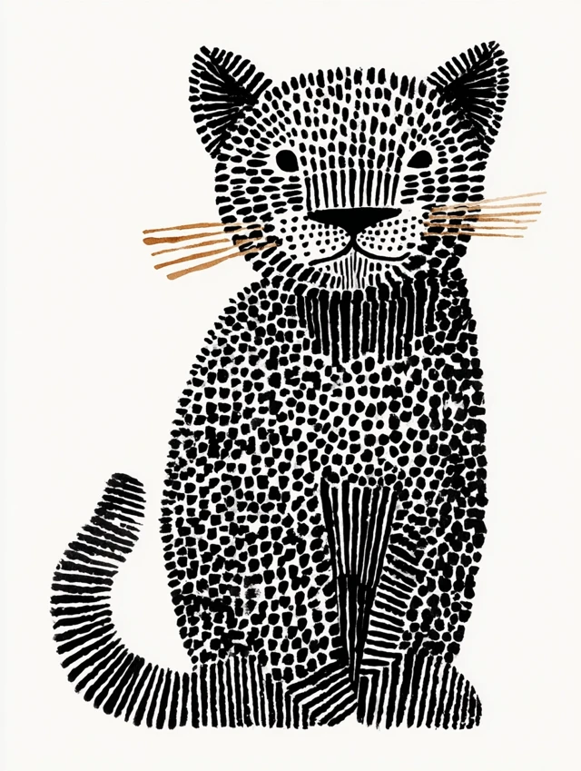 Cute Happy Jaguar Watercolor Illustration