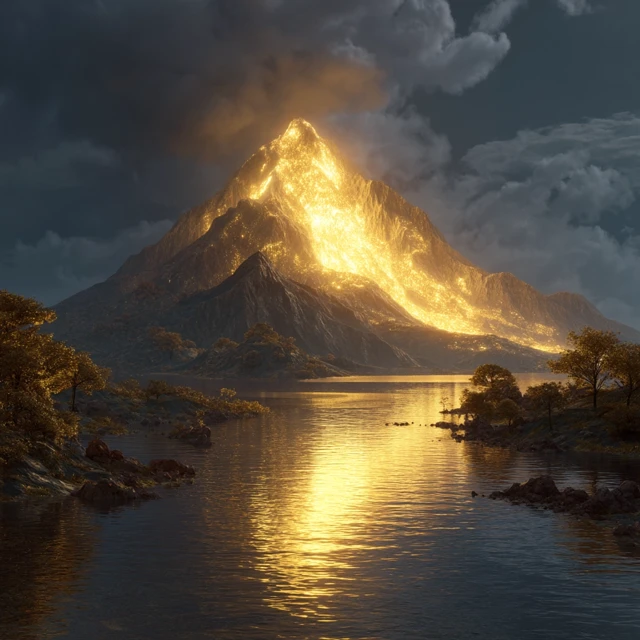 Golden Mountain Landscape Concept Art