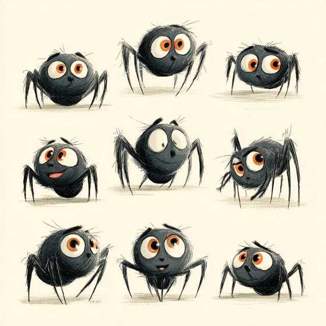 Adorable Spider Character Turnarounds Childrens Book