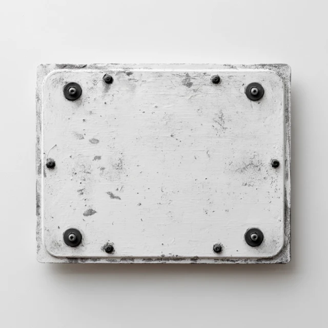Weathered White Sign with Screws - Studio Photography