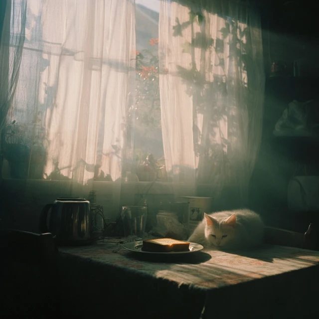 Quiet Kitchen at Dawn Toast and Sunlight
