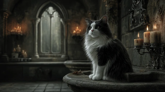 Medieval Castle Cat Photorealistic Image