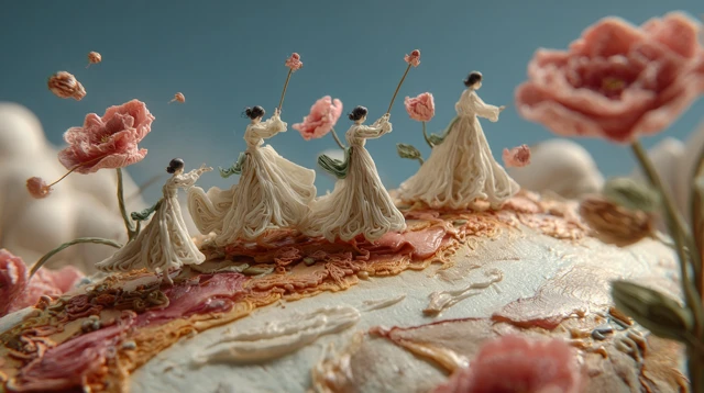 Dreamlike 3D Claymation World of Flowers and Figures