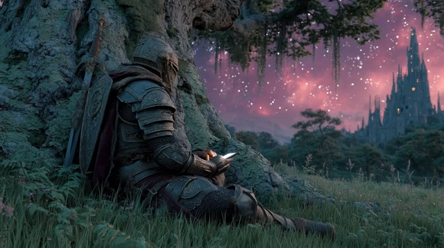 Medieval Knight in Dark Fantasy World