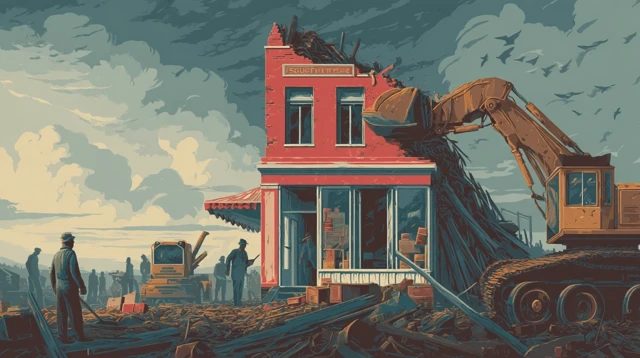 Art Deco Propaganda Small Business Demolition