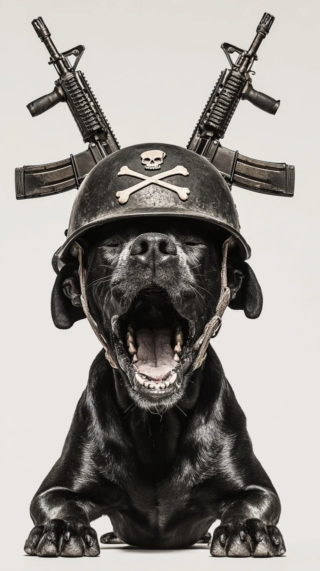 Military Dog Logo Angry Rottweiler with Guns