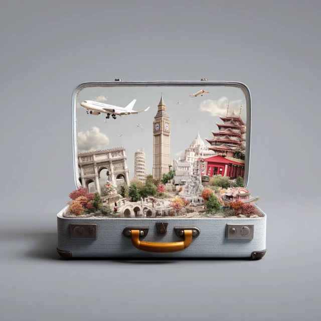 China Landmarks Inside Suitcase Travel Concept