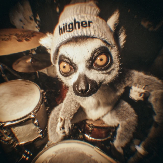 Anthropomorphic Lemur Drummer 90s Music Video