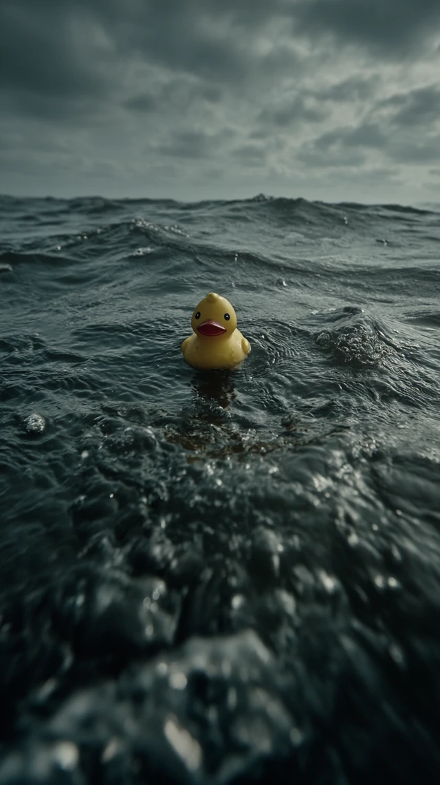 Rubber Duck in Ocean: Advertising Photo