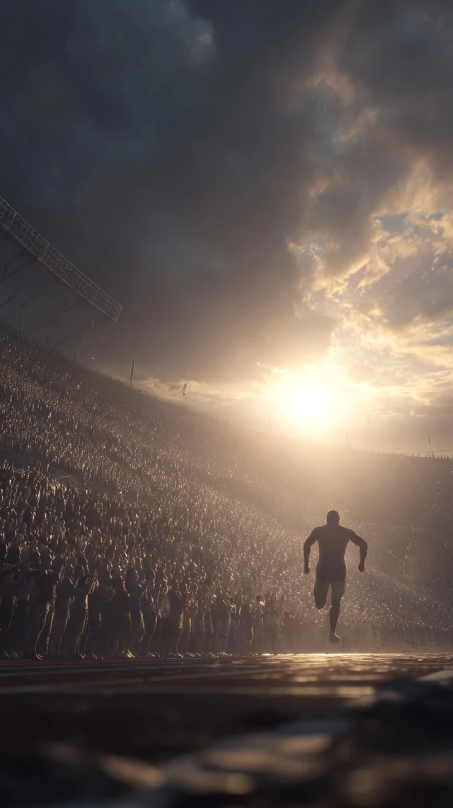 Athlete Wins 1930s Olympic Race Dramatic Sun