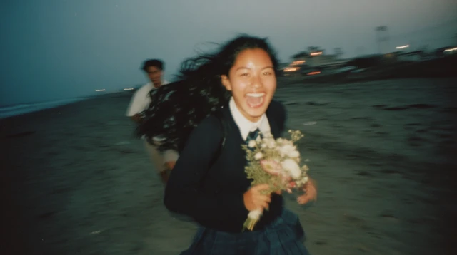 Joyful Beach Run Film Photo School Uniform