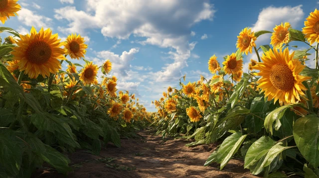 Sunflower Field Scenic View HD