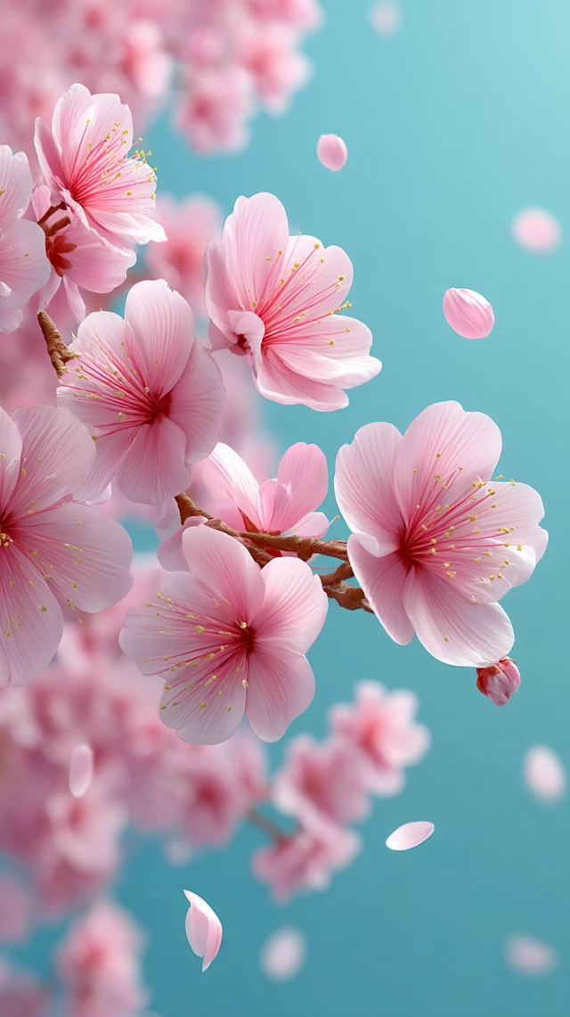 Cherry Blossoms Mobile Wallpaper - Pink Flowers and Blue Sky