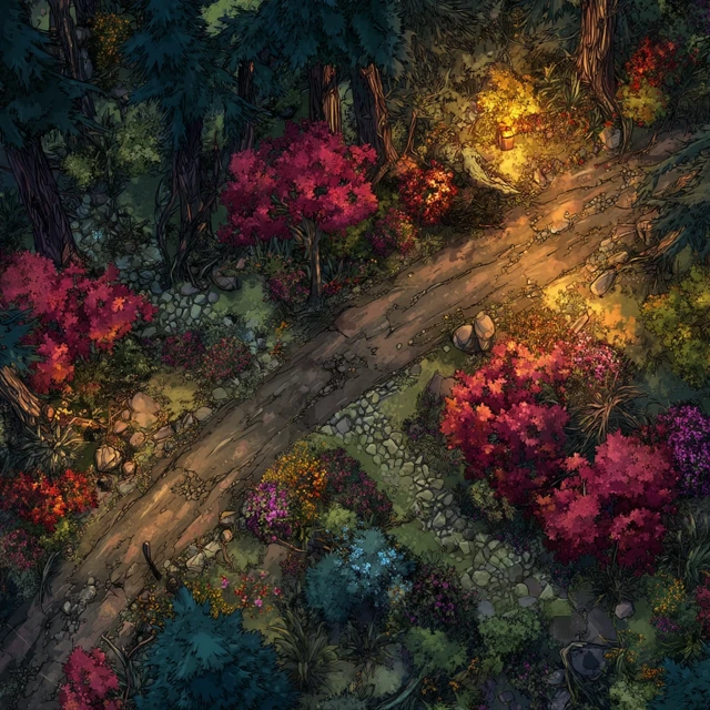 DandD Battle Map: Forest Road at Sundown