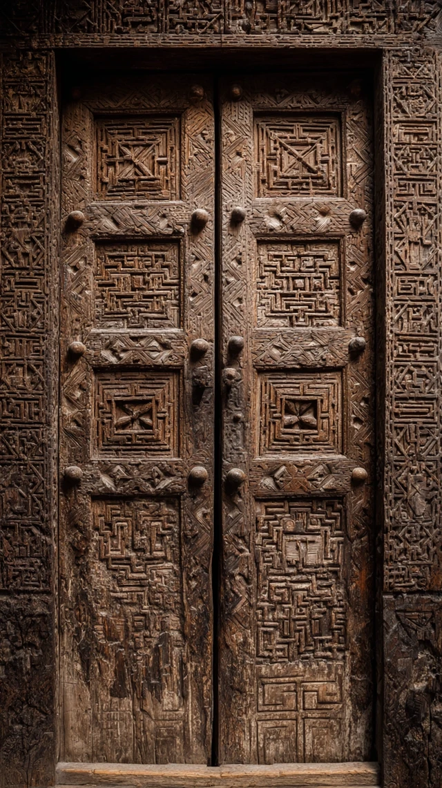 Intricately Carved Wooden Door Design