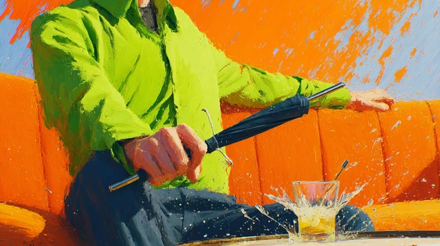 Man in Green Shirt with a Splashing Cocktail Painting