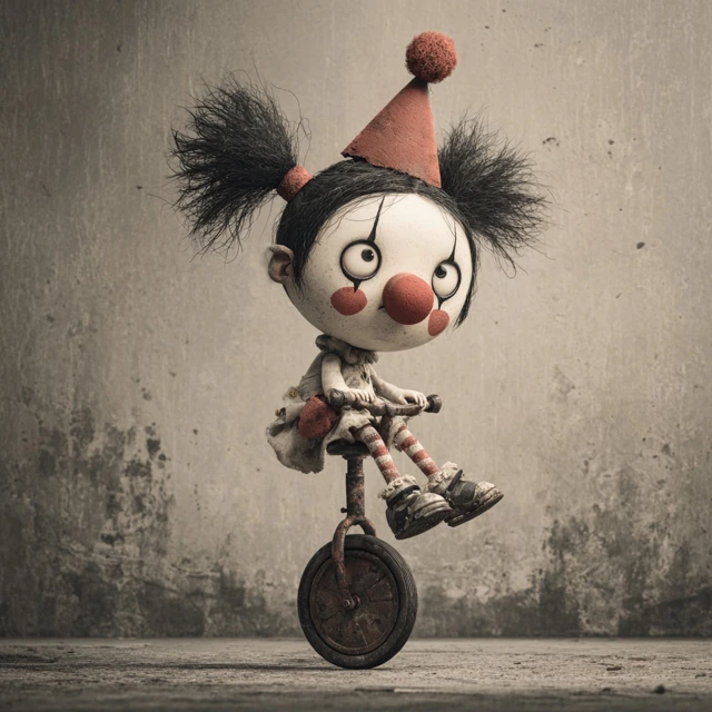 Sad Clown Girl on Unicycle Art by Mark Ryden