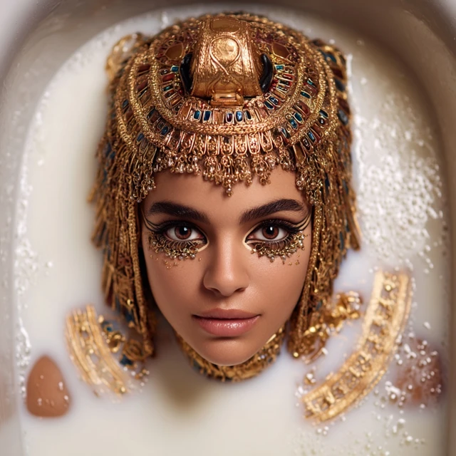 Queen Cleopatra in a Milk Bath Egyptian Glamour