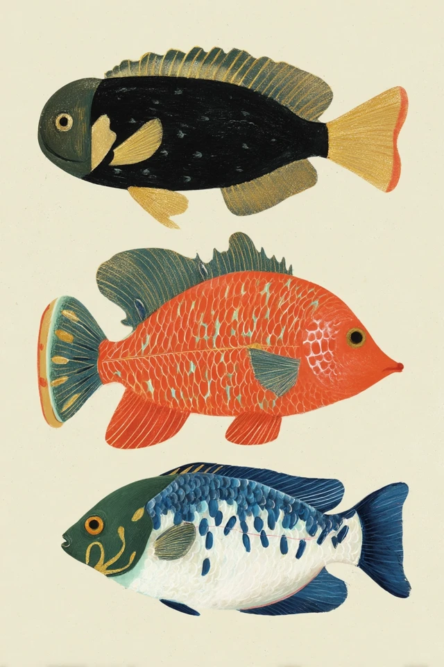 Colorful Fish Drawing Illustration Art