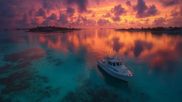 Maldives Drone Sunset Paradise