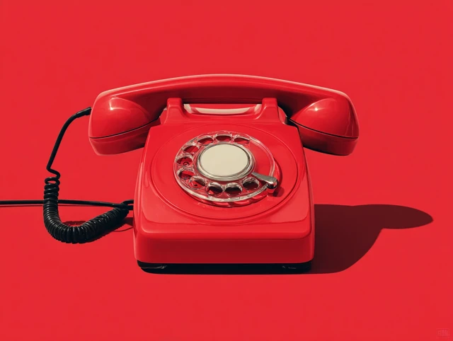 Vintage Red Telephone Close Up Retro Design