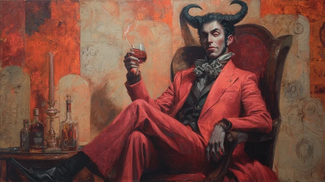 The Devil Smoking in a Regal Setting