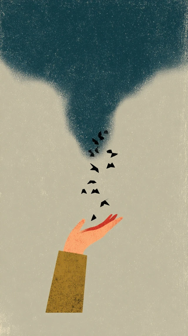 Open Hand Releasing Anxious Thoughts Illustration