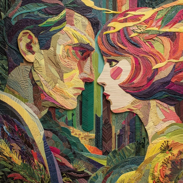 Psychedelic Paper Collage Date Night Art