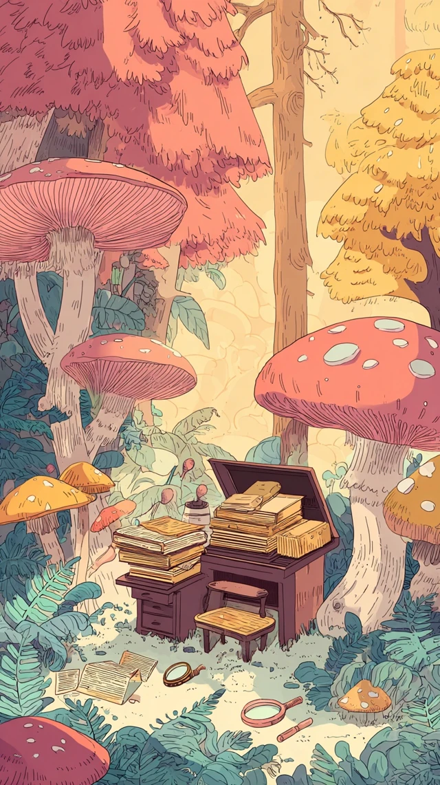 Cartoon Detective Forest Glade Illustration