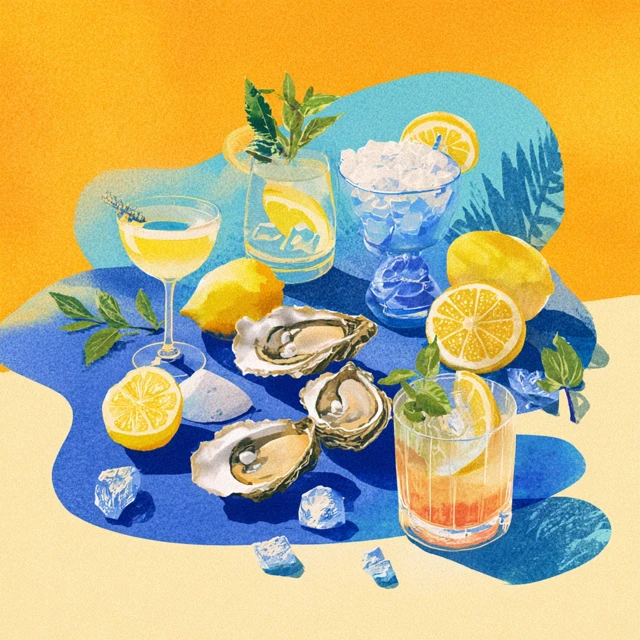 Oysters and Cocktails Refreshing Summer Poster