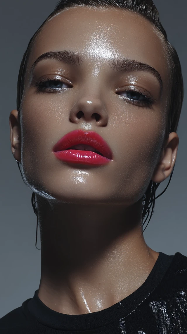 Glamorous Dior Model: Fashion Portrait with Fuchsia Lips