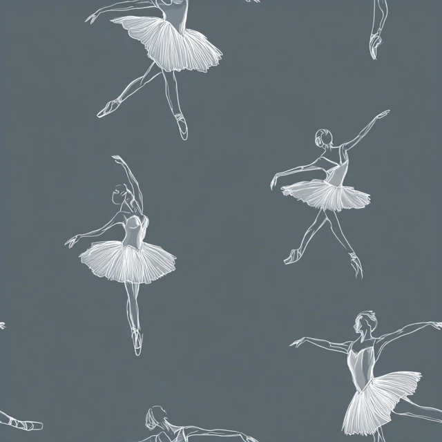 Ballet Dancer Vector Seamless Pattern Grey Background