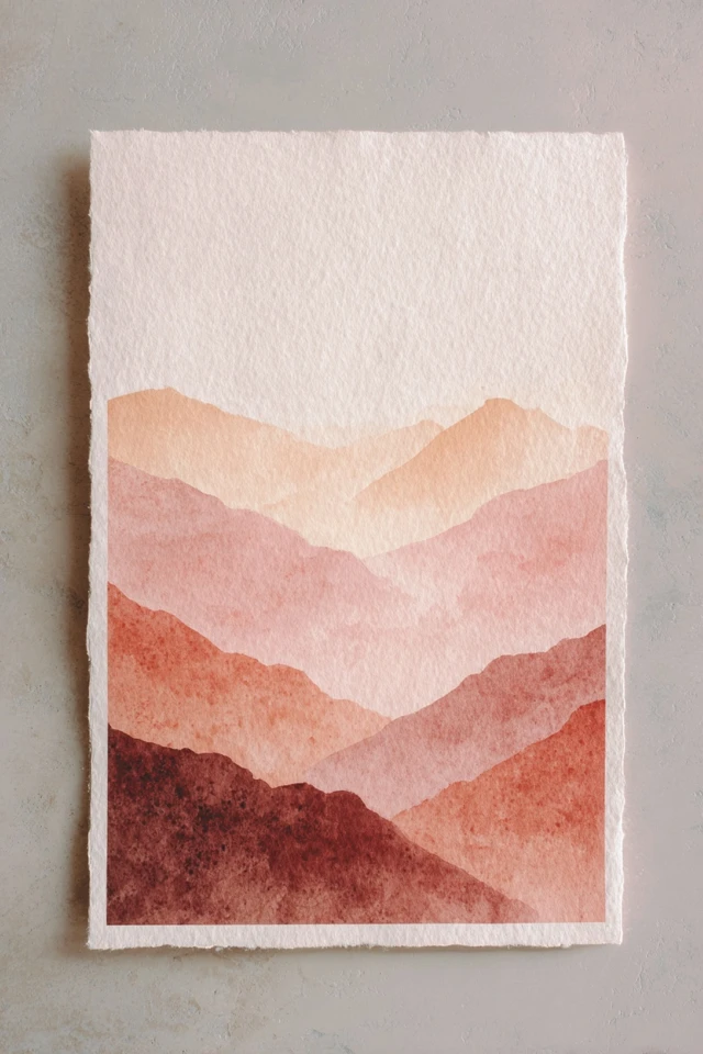 Boho Mountain Landscape Gouache Art