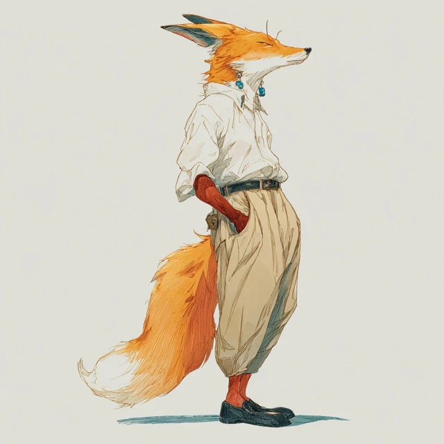 Anthropomorphic Fox Illustration Confident Elegant Casual