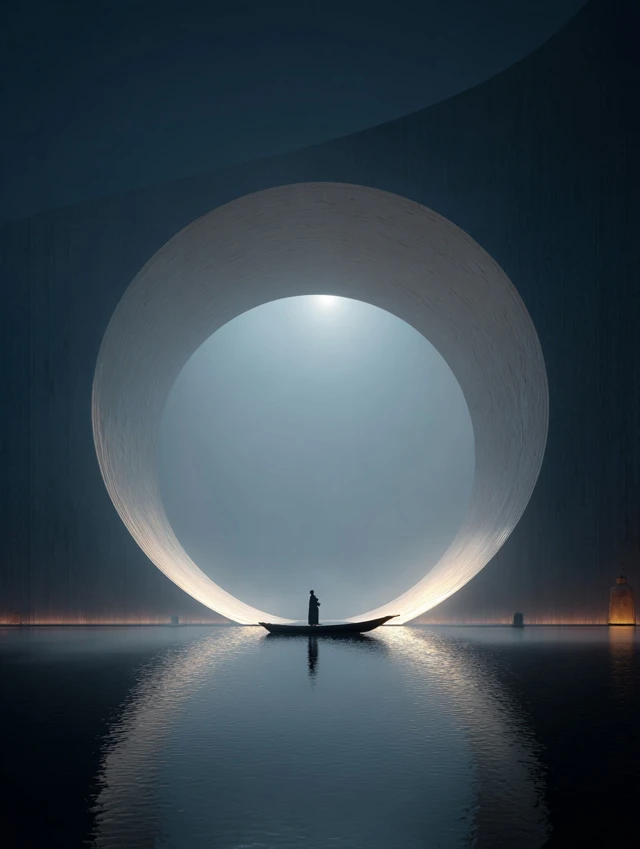 Dreamy Moonlit Lake Chinese Photography