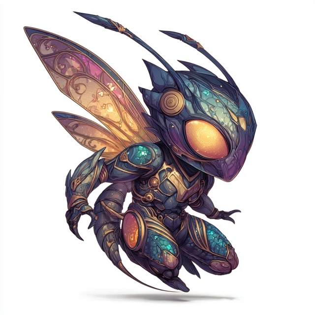 Chibi Beetle Humanoid Comic Book Style Art