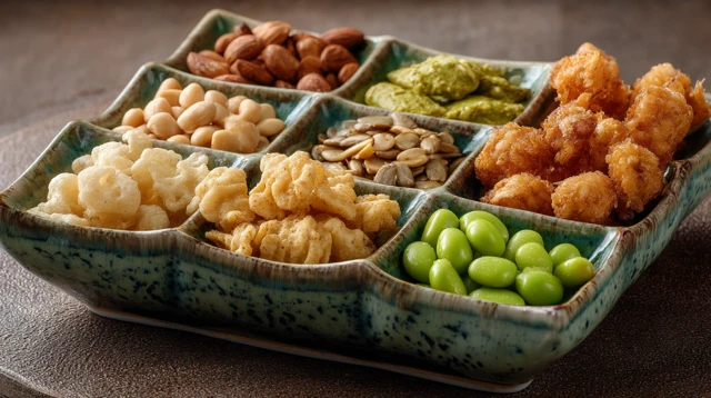 Snack Platter Peanuts Seeds Chicken Prawns Edamame