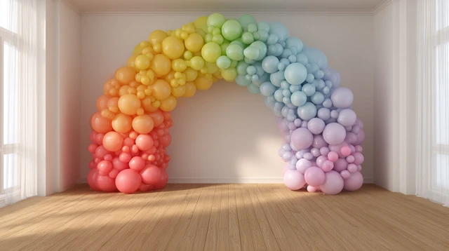 Rainbow Balloon Arch Photo Zone Birthday Party