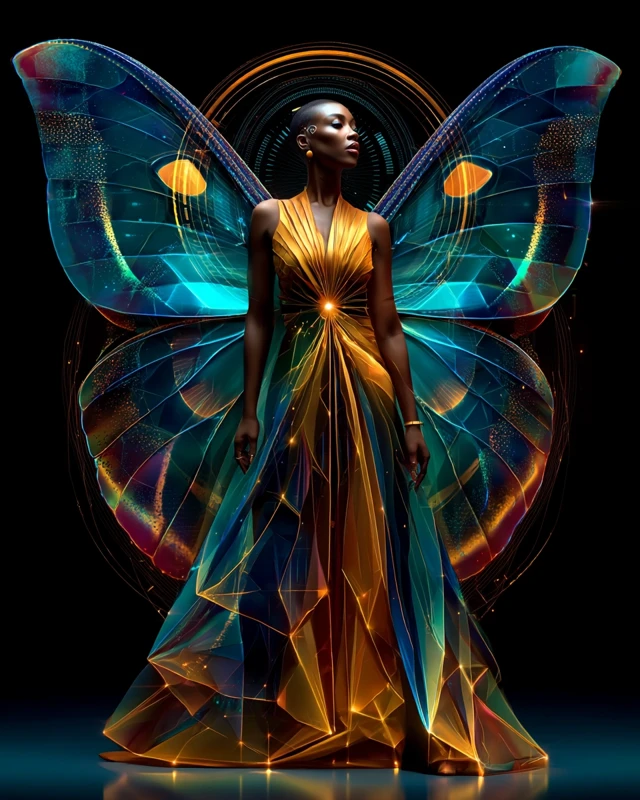 African Empress Luna Moth Futurism Art