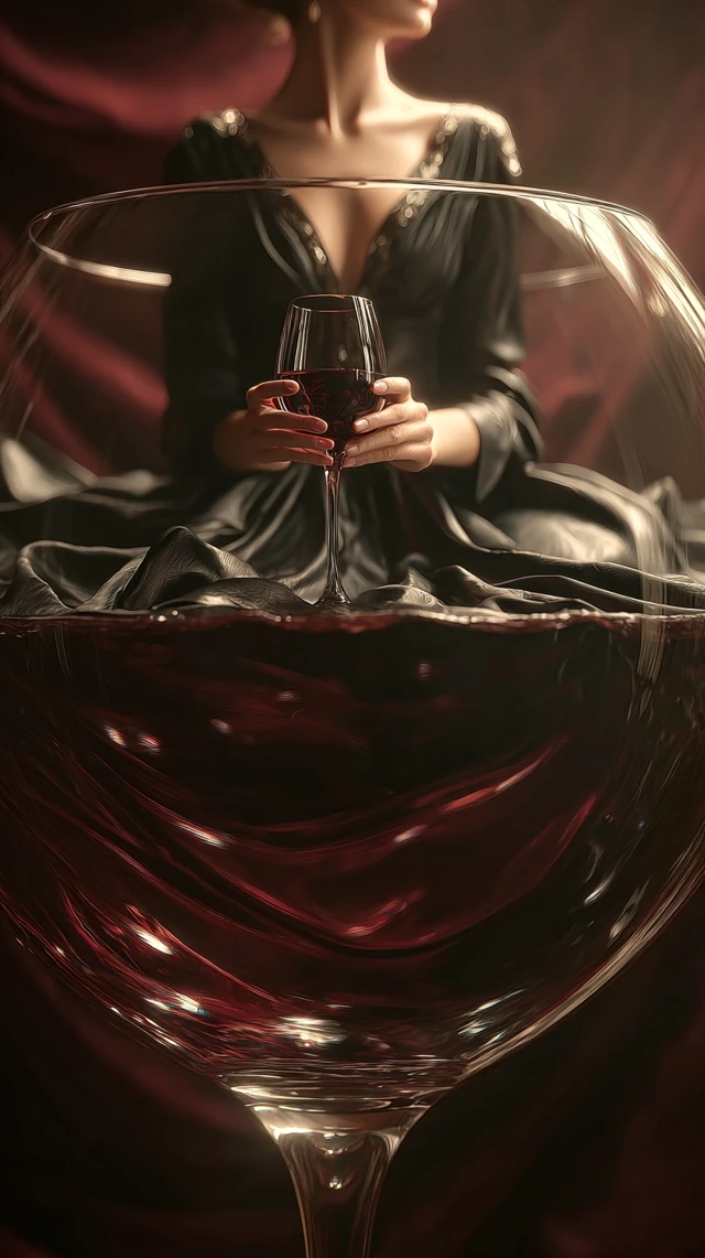 Woman in Wine Glass Majestic Realistic Photo