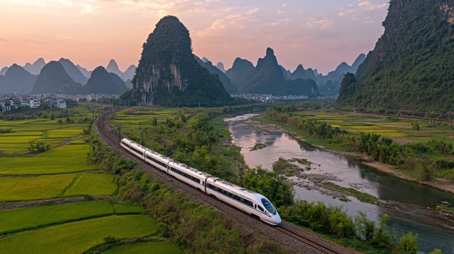 High Speed Train in Guangxi China Scenery