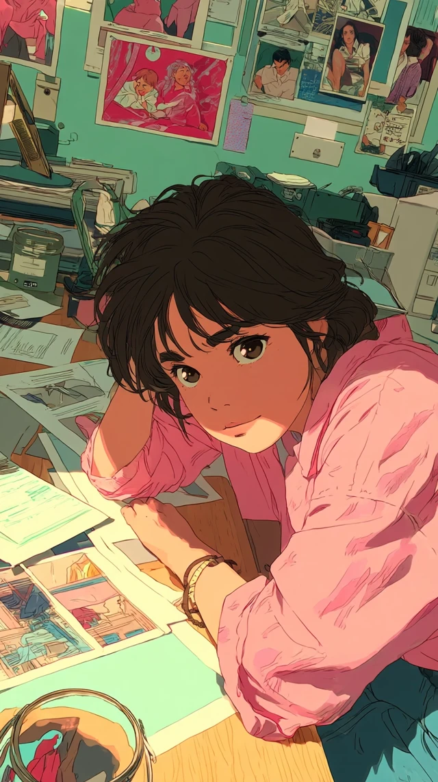 Anime Illustration: Woman Taking a Moments Pause