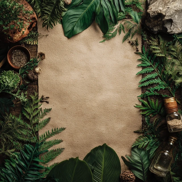 Jungle Flatlay with Empty Space