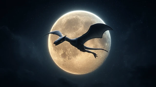 Moonlit Dragon Flight Night Sky Fantasy Art