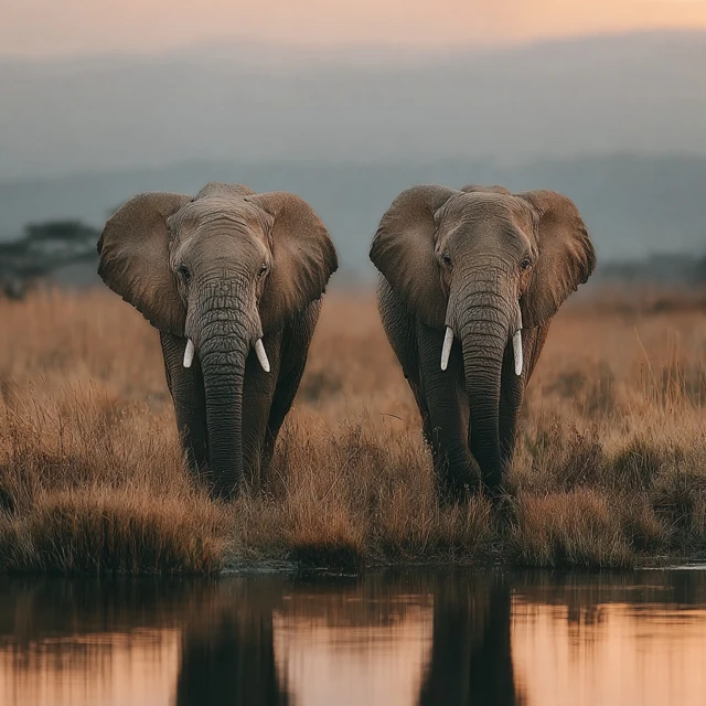Majestic Elephants Golden Hour Wildlife Photography