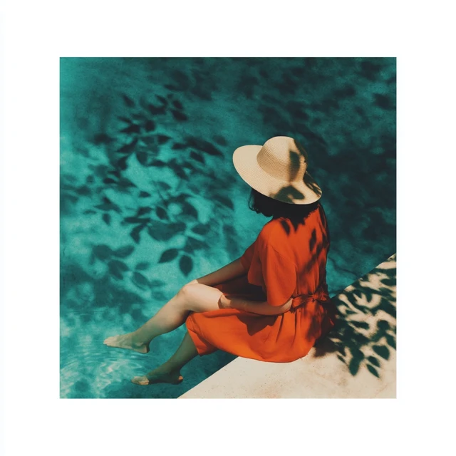 Woman by Pool in Edward Hopper Style
