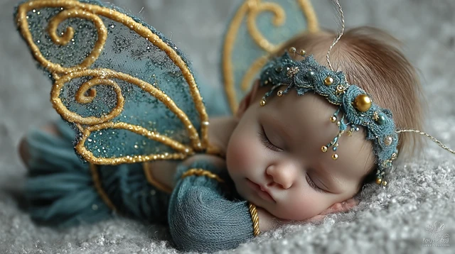 Baby Fairy Sleeping with Glitter Wings