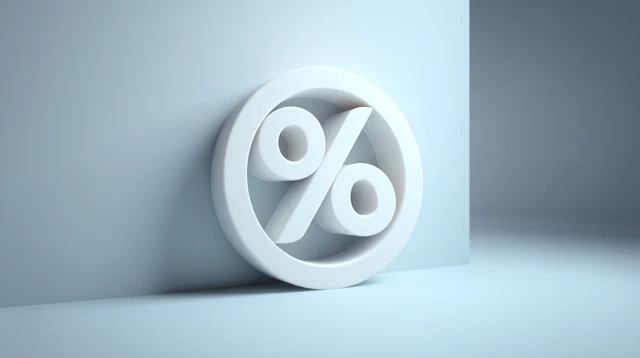 3D Percentage Symbol Abstract White Lighting