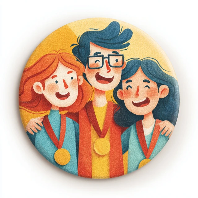 Team of Students Fridge Magnet Illustration
