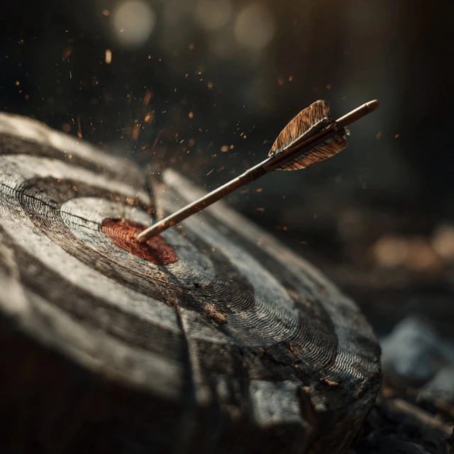 Perfect Bullseye Shot Arrow Hits Target